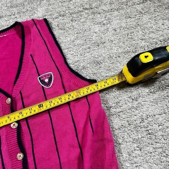Vintage 90s Line Up Golf Striped Knit Womens Sweater Vest - Picture 6 of 7